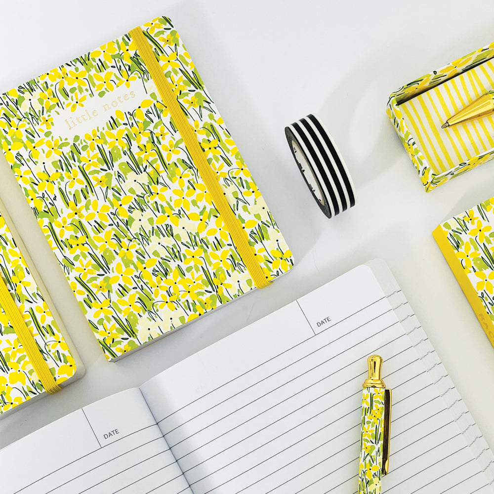 A6 Perfect Bound Notebook - Yellow Floral/Little Notes