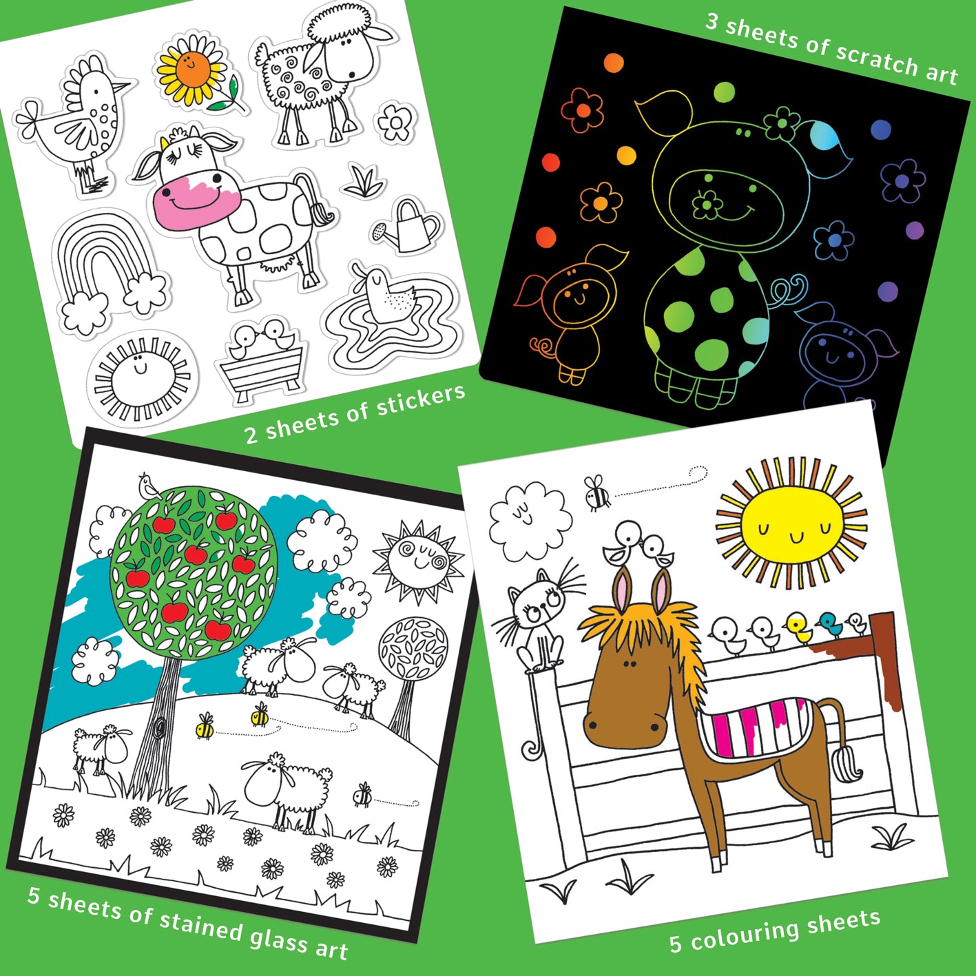 Activity Book with Scratch Art & Stickers - On The Farm