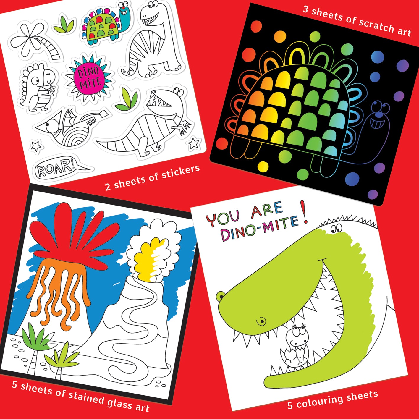 Activity Book with Scratch Art & Stickers - Dinosaur