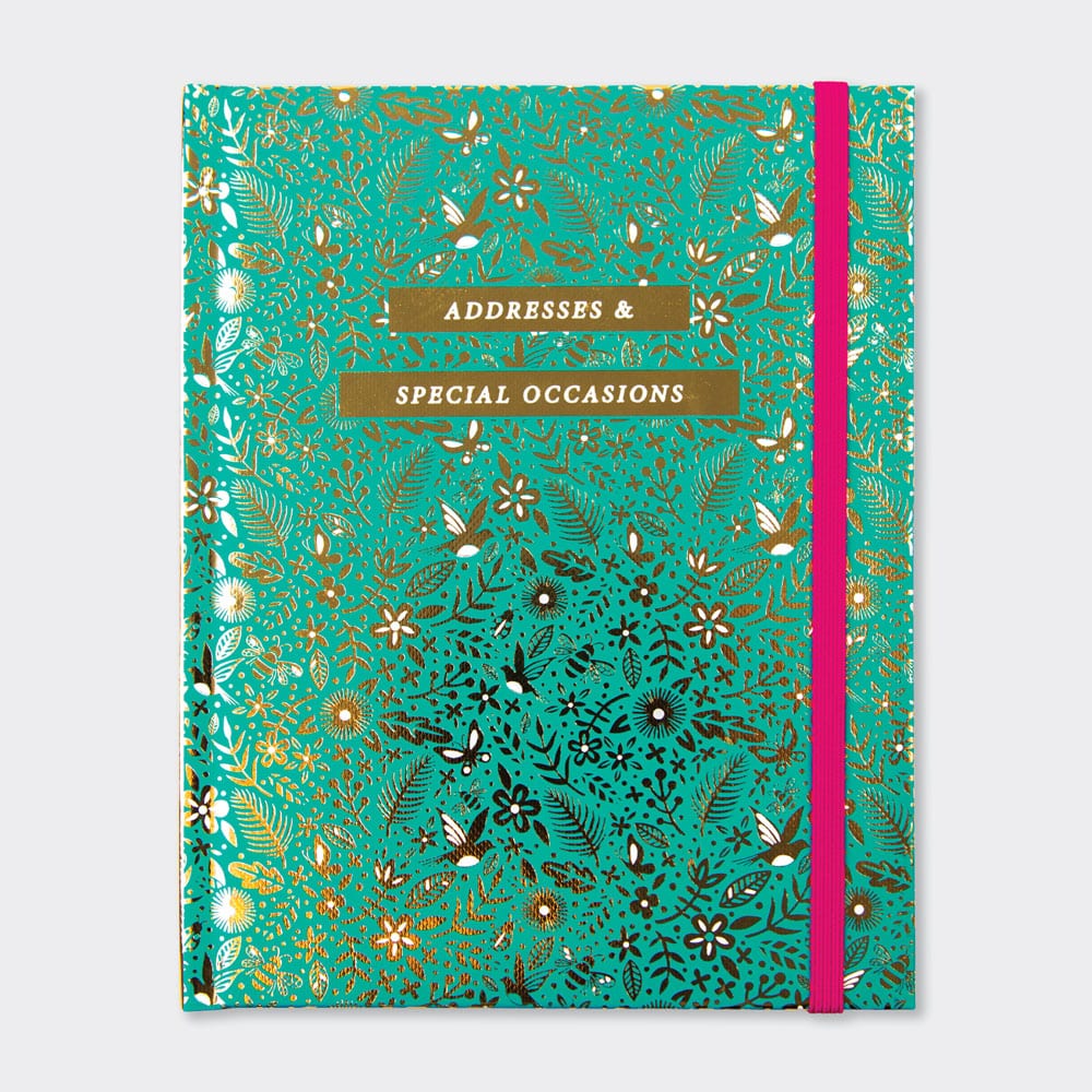 Address Book Teal & Gold Floral