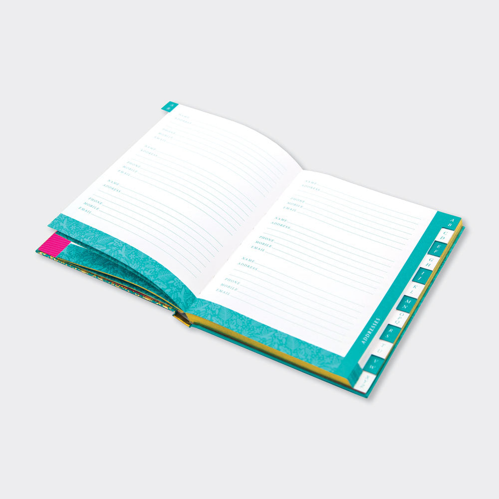 Address Book Teal & Gold Floral