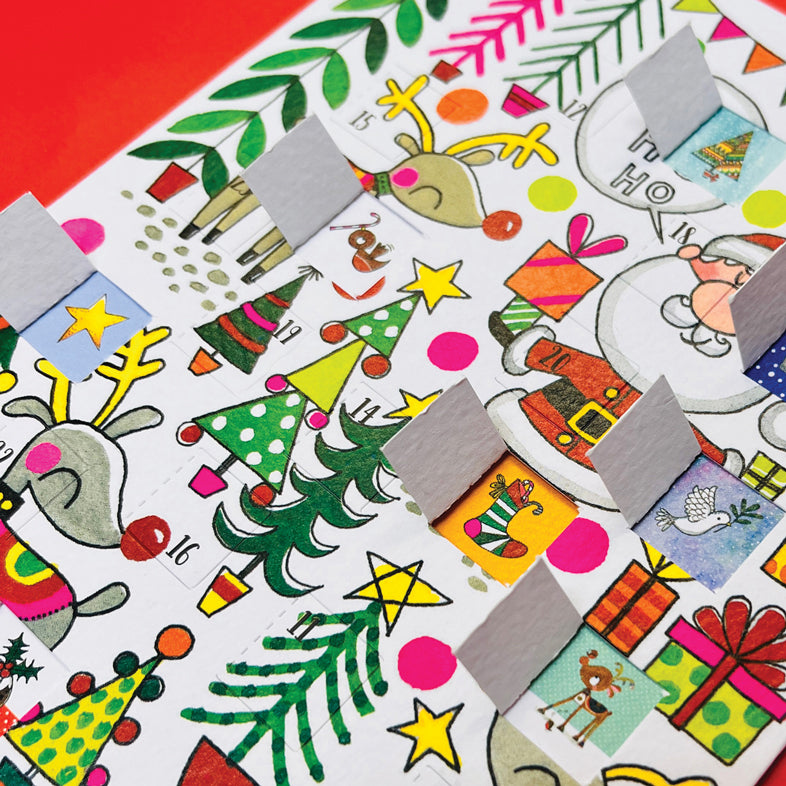 Advent Calendar Card - Santa, Reindeer & Trees