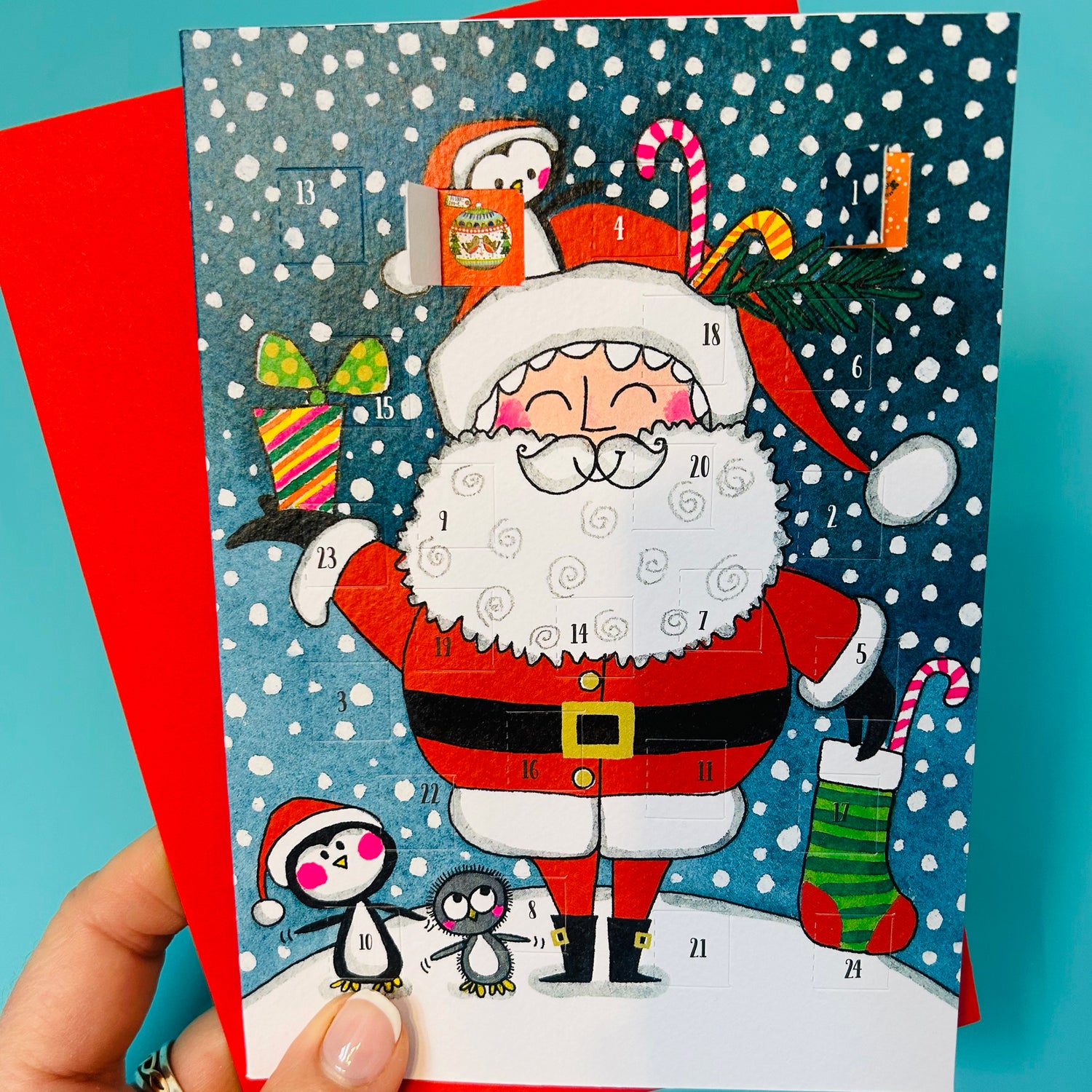 Advent Calendar Card - Santa & Penguins