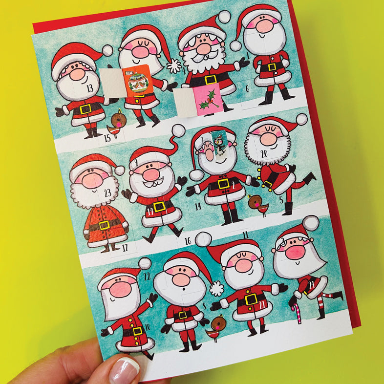 Advent Calendar Card - Multiple Santas