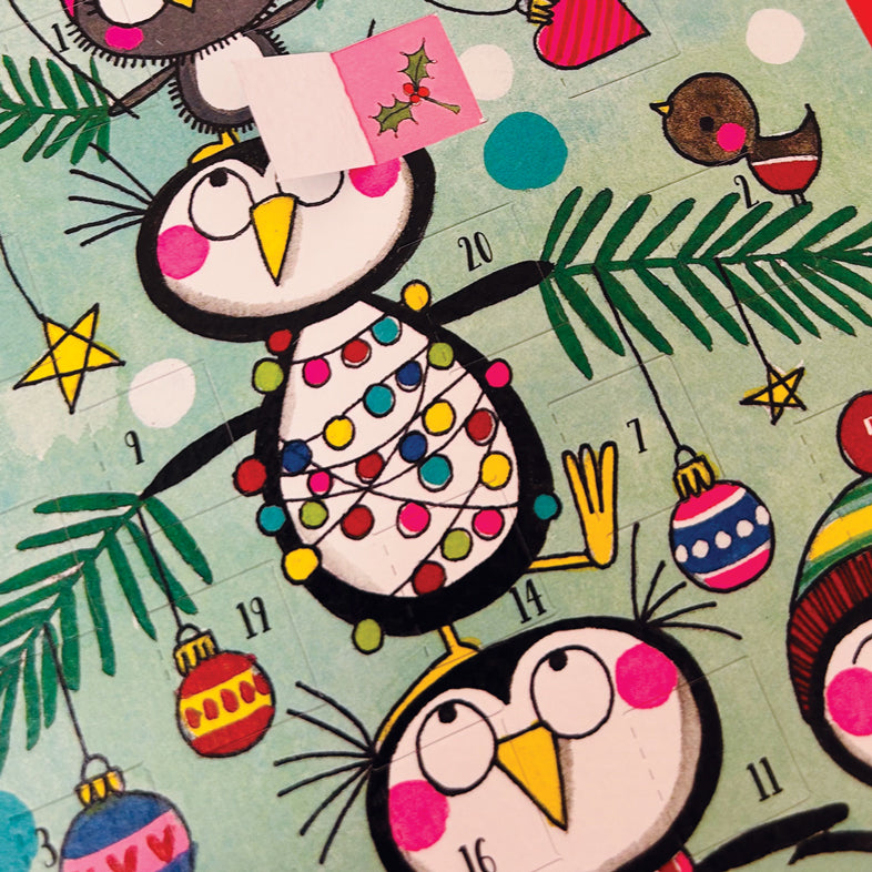 Advent Calendar Card - Penguin Christmas Tree