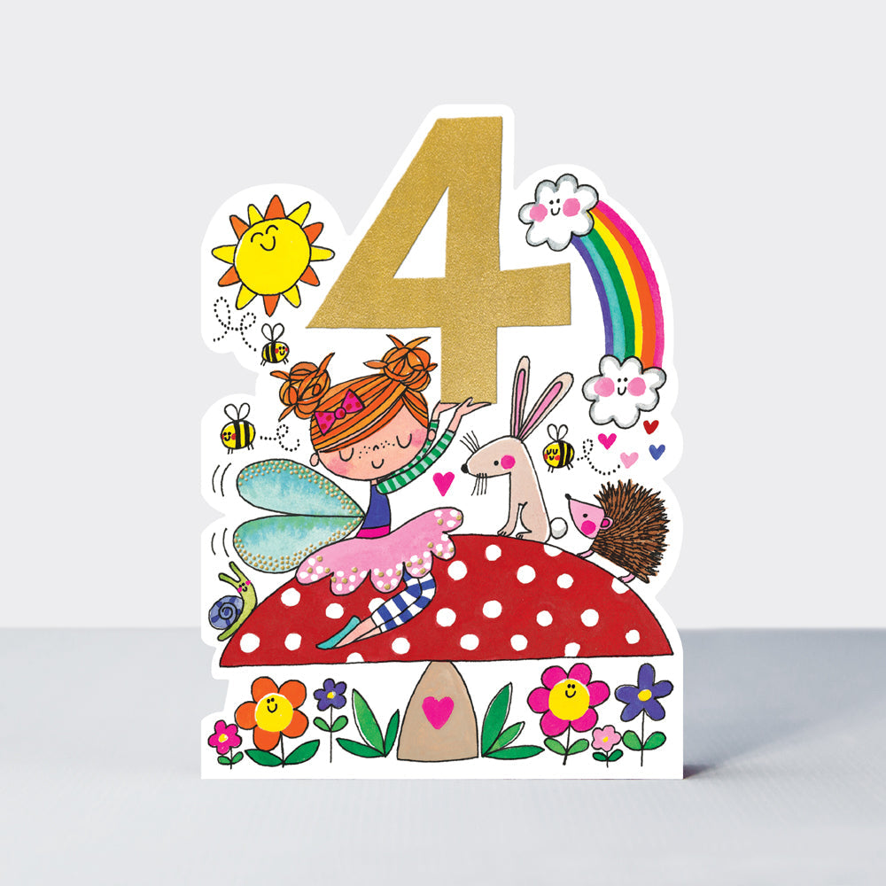 Balancing Act - Age 4 Birthday Card Girl Fairy