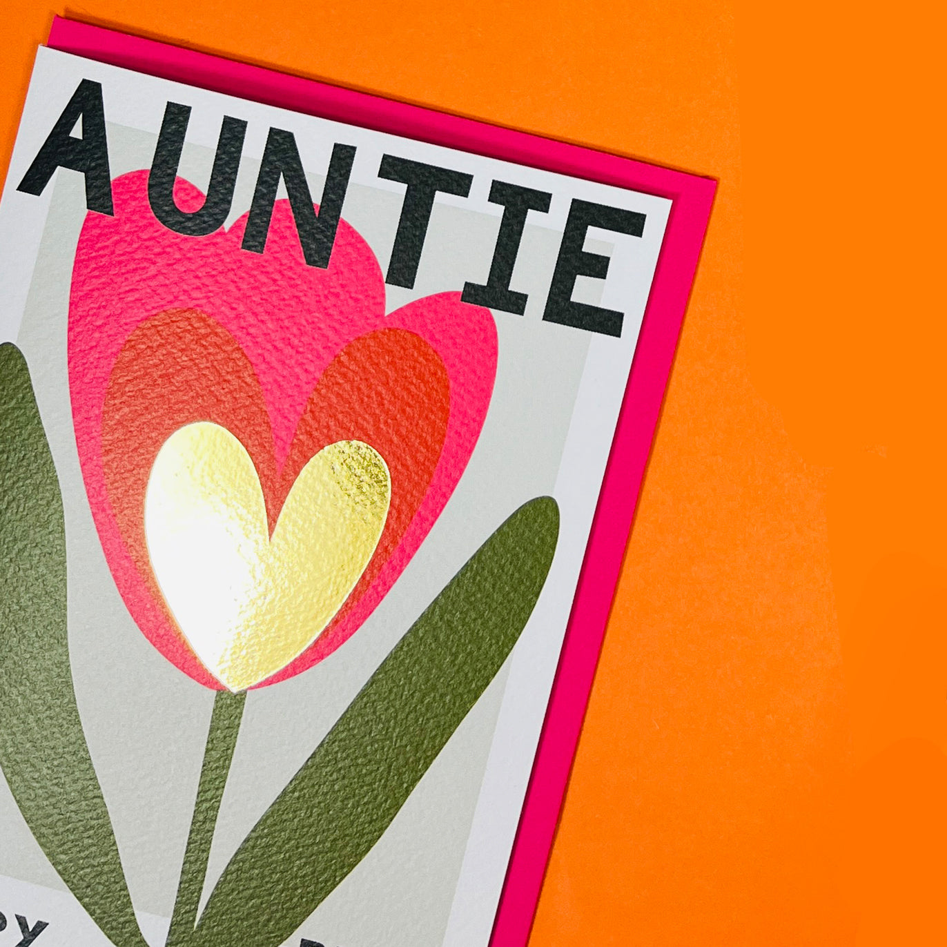 Belle - Auntie Birthday Pink Tulip Love Heart - Birthday Card