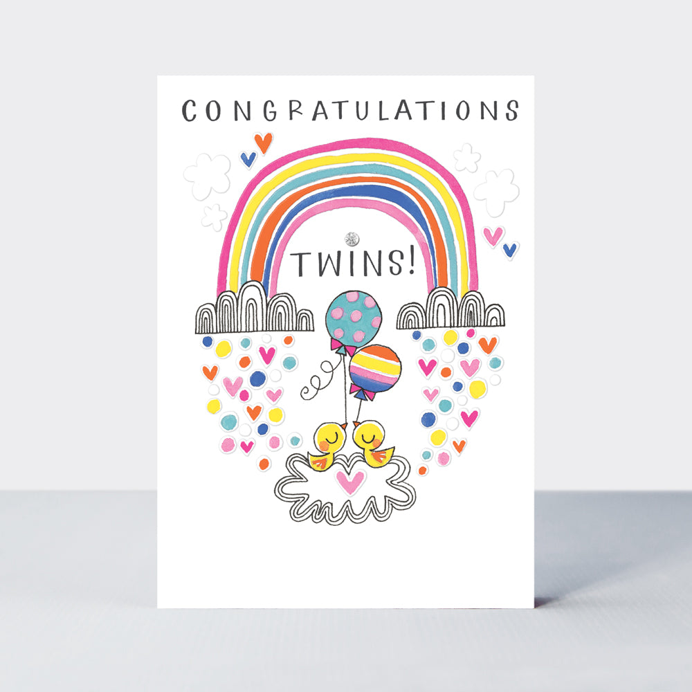 Blue Skies - Congratulations - Baby Twins Card