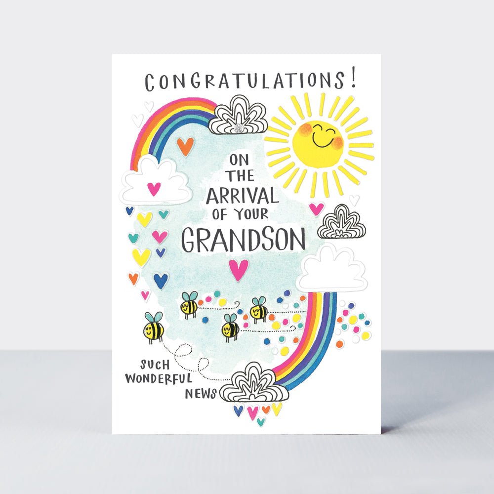 Blue Skies - Congratulations on the birth of your Grandson Card