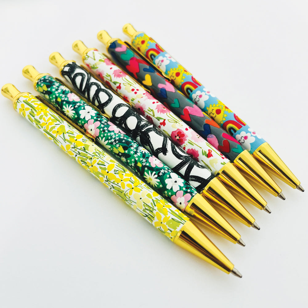 Boxed Pen - Teal/Pink Floral