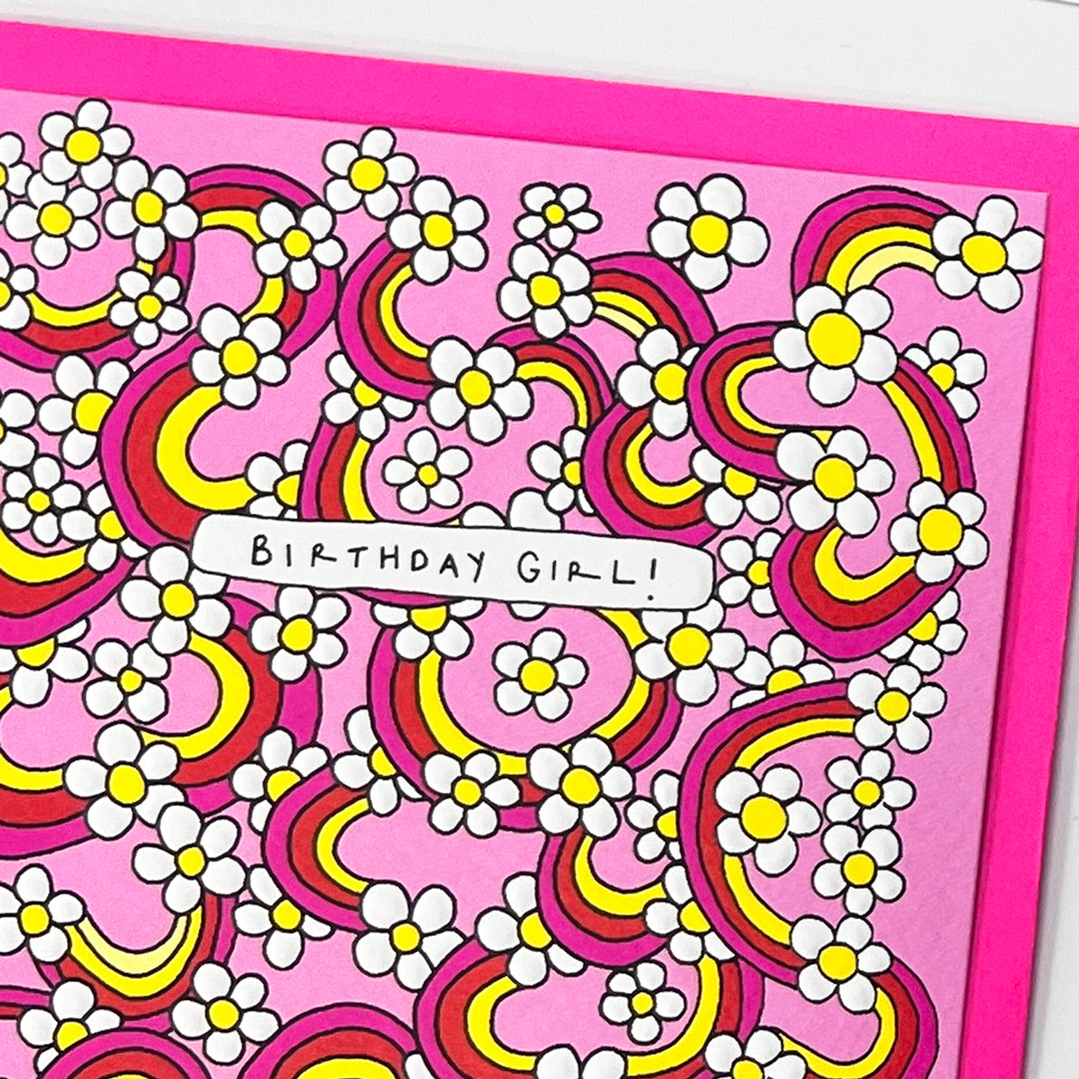 Scatter Brain - Birthday Girl/Pink Rainbows & Daisies Card