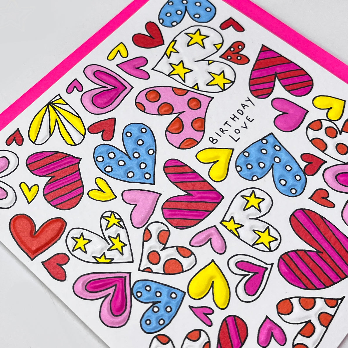 Scatter Brain - Birthday Love/Pink & Red Love Hearts Card