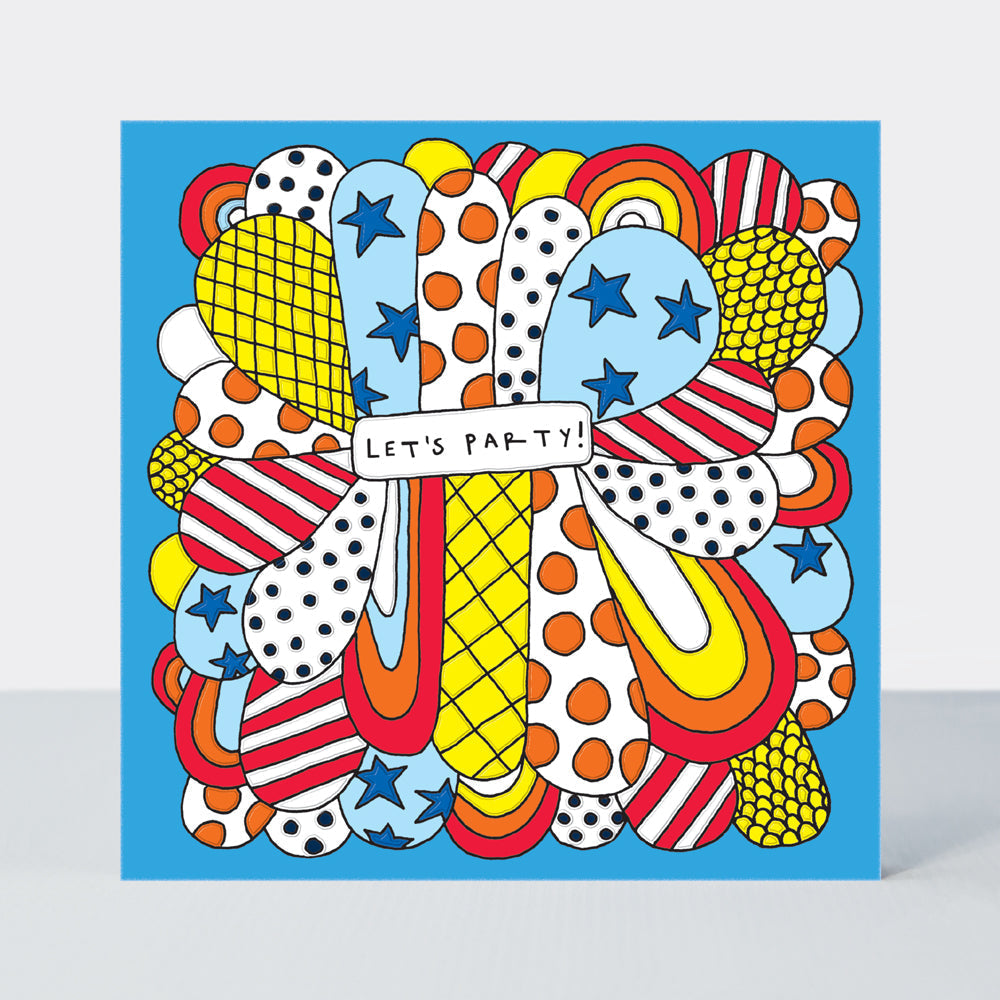 Scatter Brain - Lets Party/Blue Comic Book Style Confetti Birthday Card