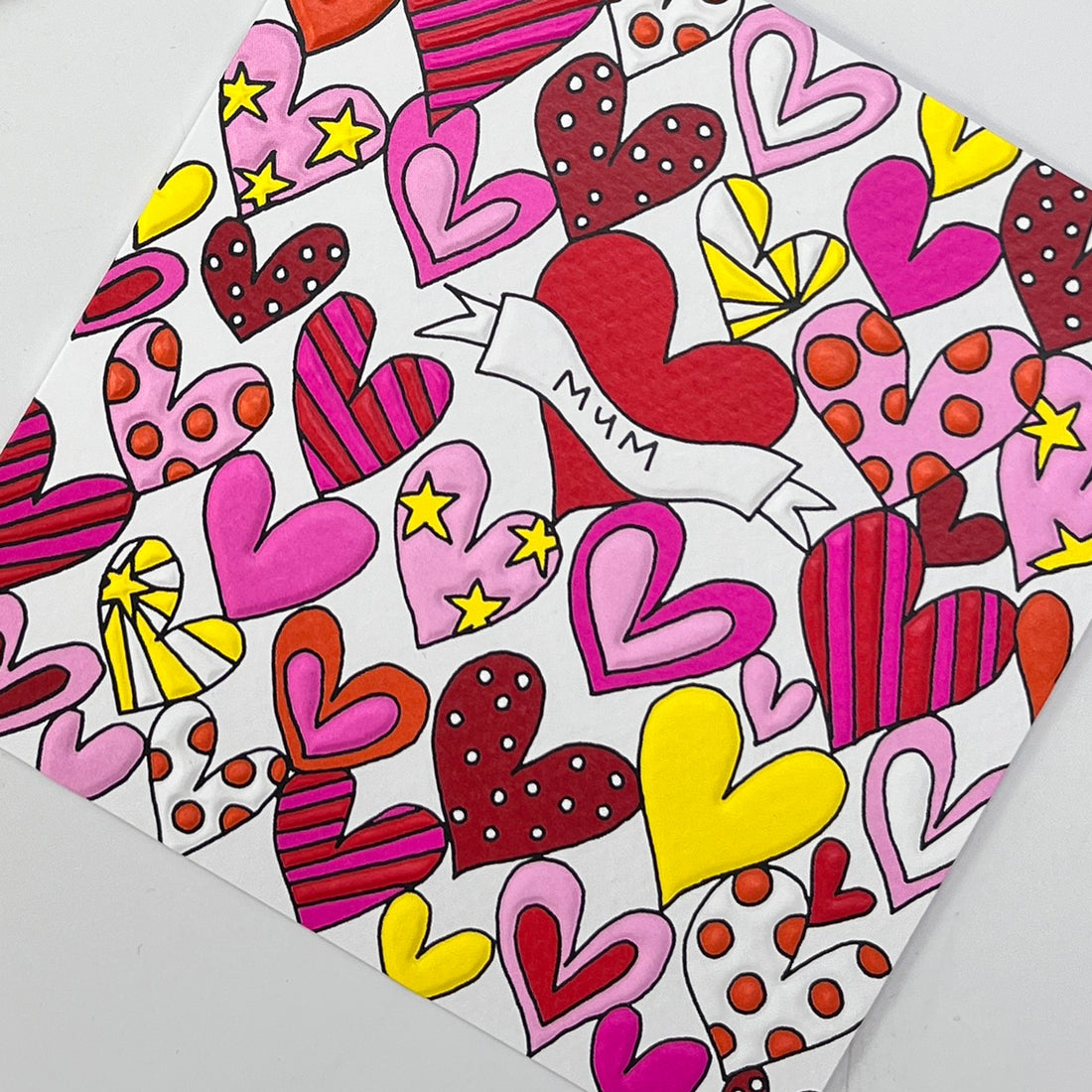 Scatter Brain - Mum Birthday/Red & Pink Love Hearts Card