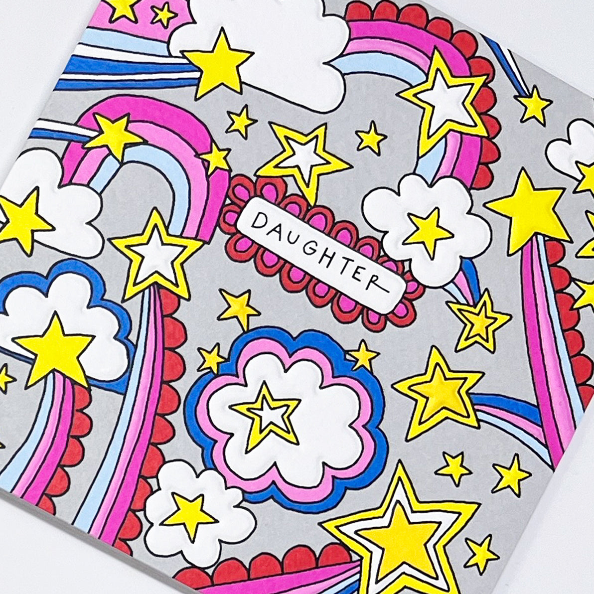 Scatter Brain - Daughter Birthday/Rainbows Clouds & Shooting Stars Card