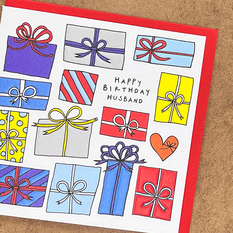 Scatter Brain - Husband Birthday/Colourful Presents Card