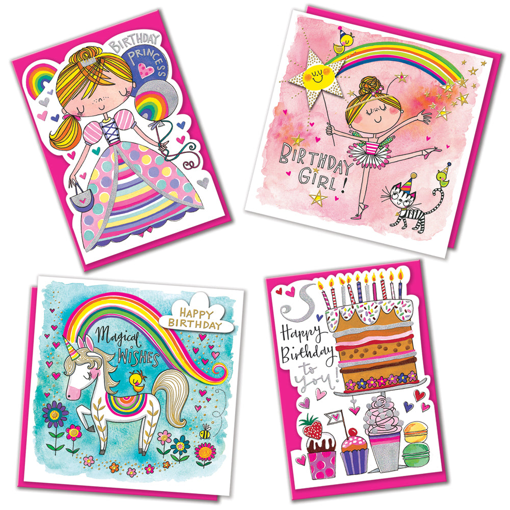 Children's Birthday Card Bundle- Pink - Fairy, princess, Unicorn & Cake Designs