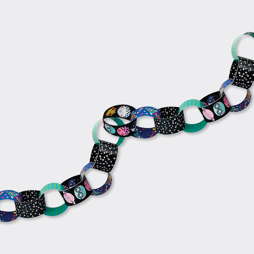 Party Paper Chain Kit - Space Themed - Rockets, Planets and Stars
