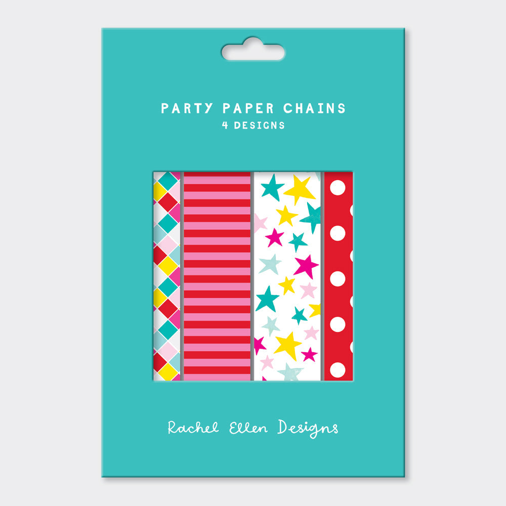 Party Paper Chain Kit - Patterned - Checks, Spots, Stripes and Stars
