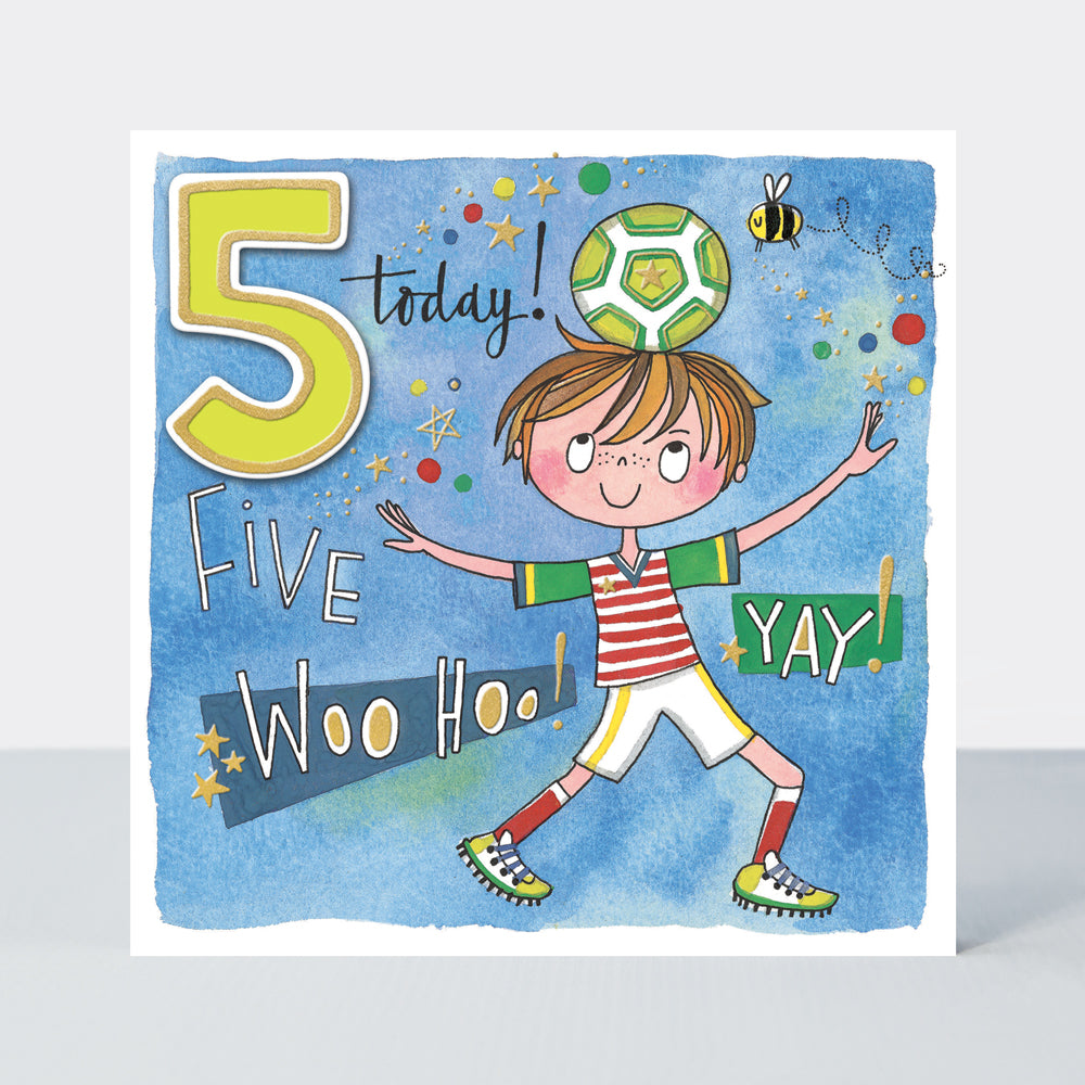 Chatterbox - Age 5 Boy & Football - Birthday Card