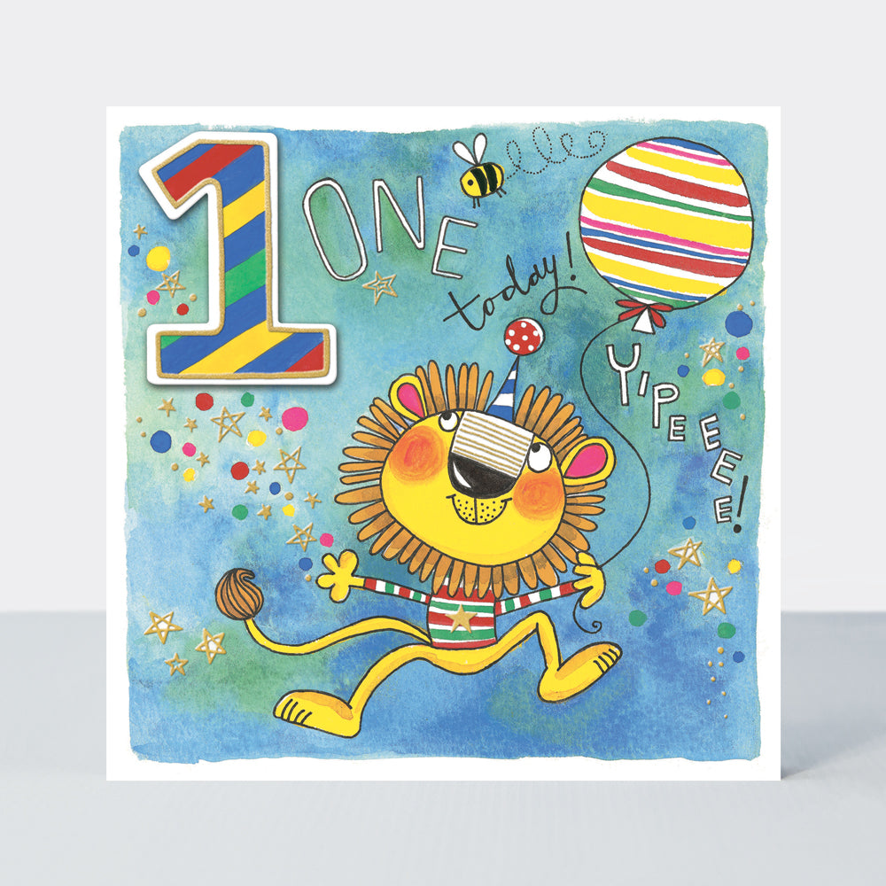 Chatterbox - Age 1 Lion with Balloon - Birthday Card