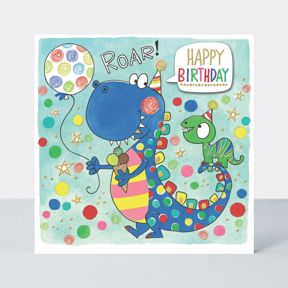 Chatterbox - Happy Birthday - Dinosaurs with balloon - Birthday Card