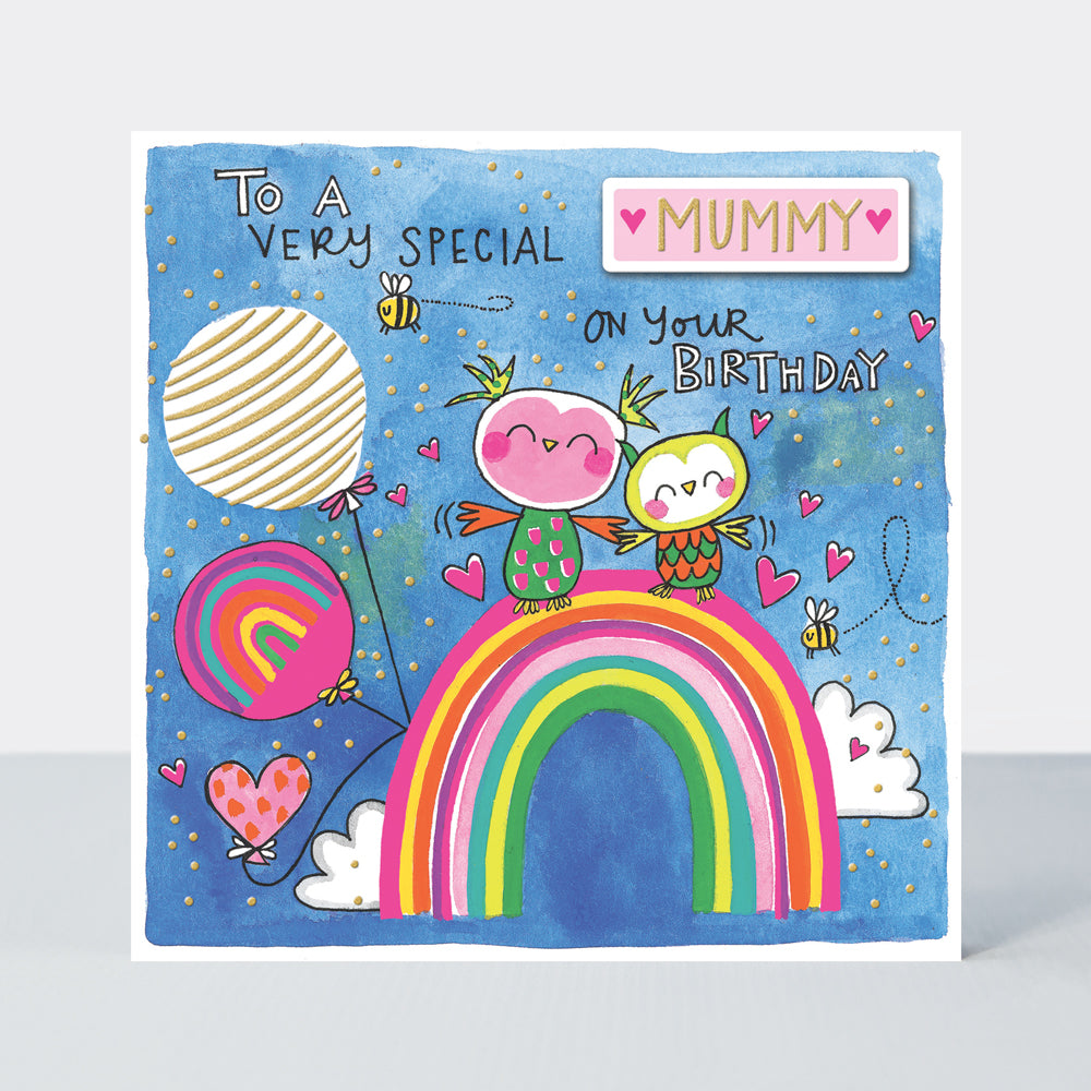Chatterbox - Special Mummy Owls on Rainbow - Birthday Card
