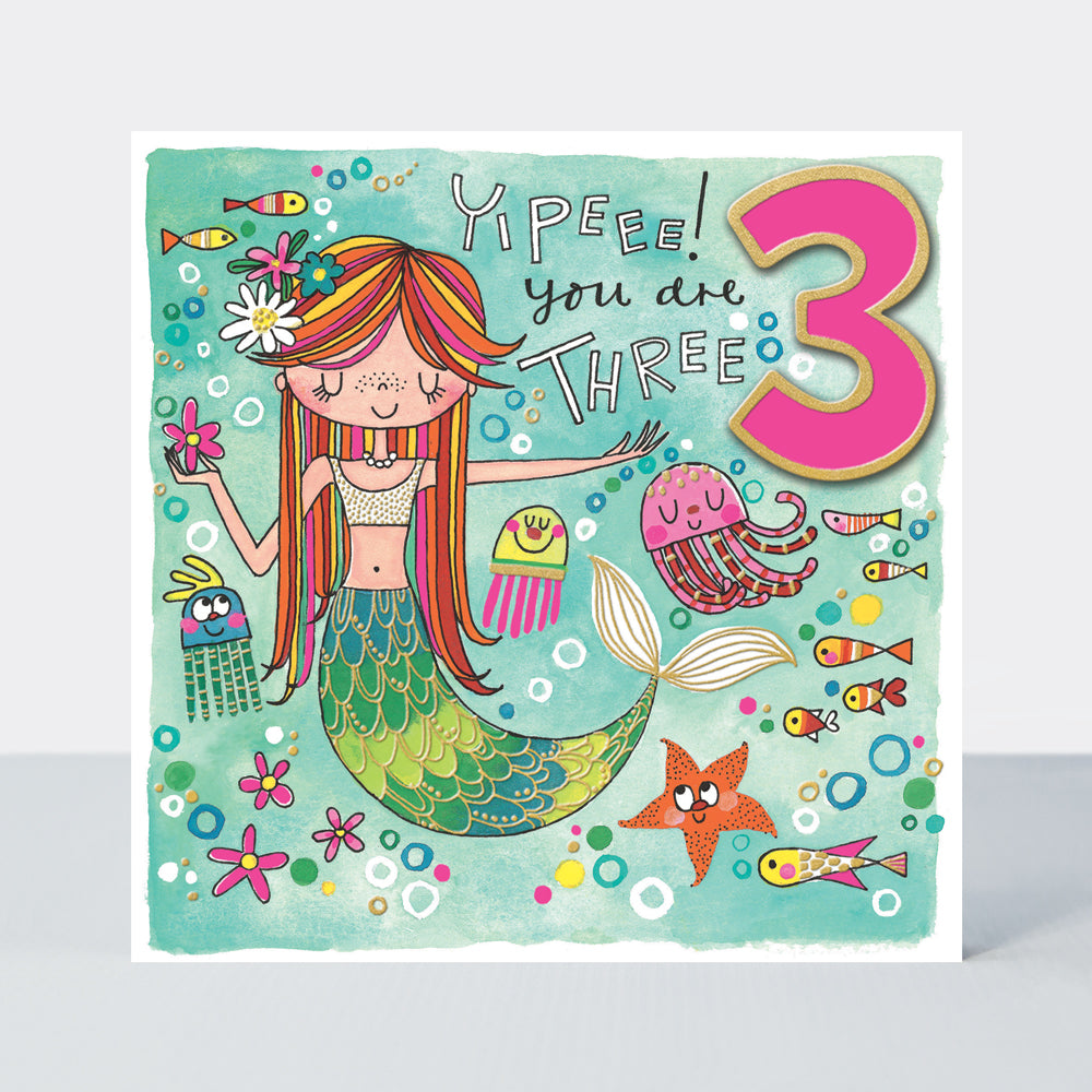 Chatterbox - Age 3 Mermaid under the sea - Birthday Card