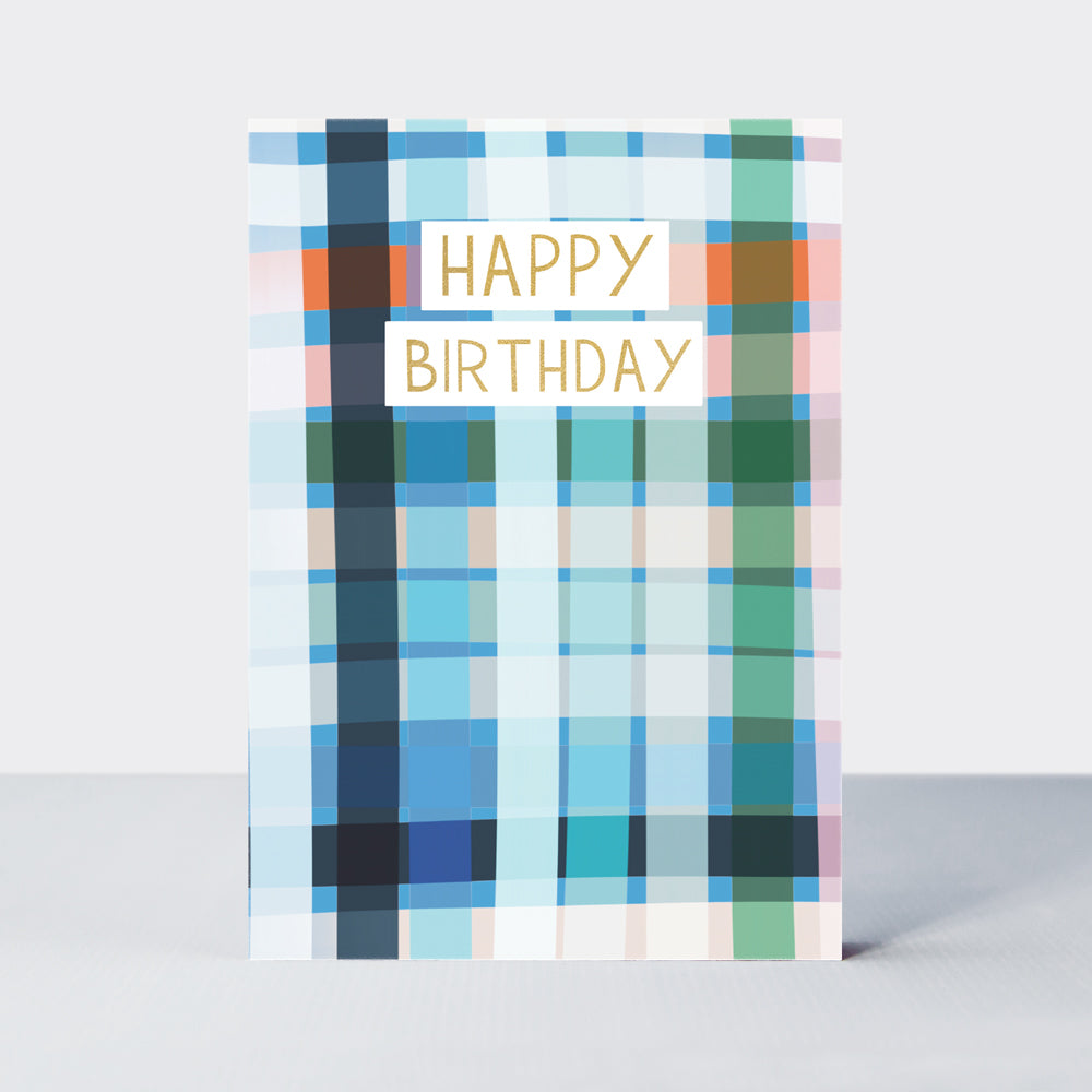 Checkmate - Birthday Blue Check Print - Birthday Card
