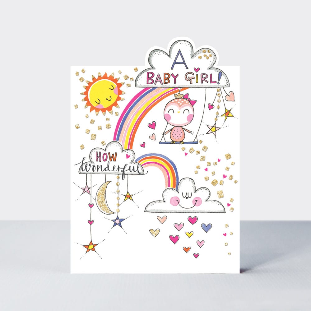 Cherry on Top - A Baby Girl! Bird on Swing - Baby Card