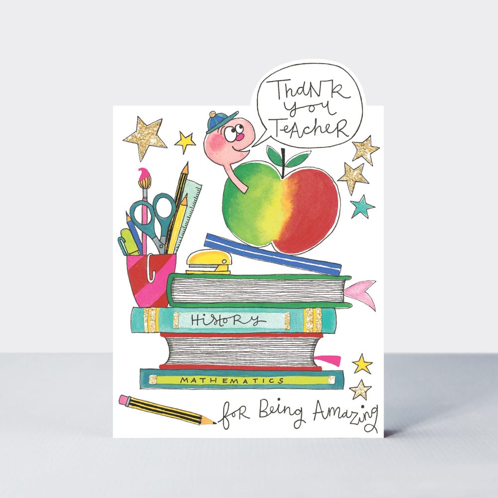 Cherry on Top - Thank You Teacher/Apple & Books - Greetings Card