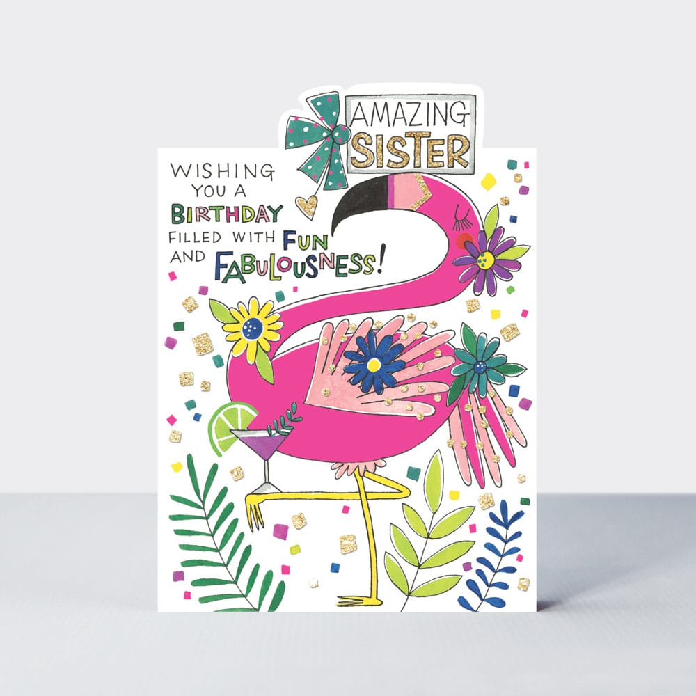 Cherry on Top - Amazing Sister/Flamingo - Birthday Card