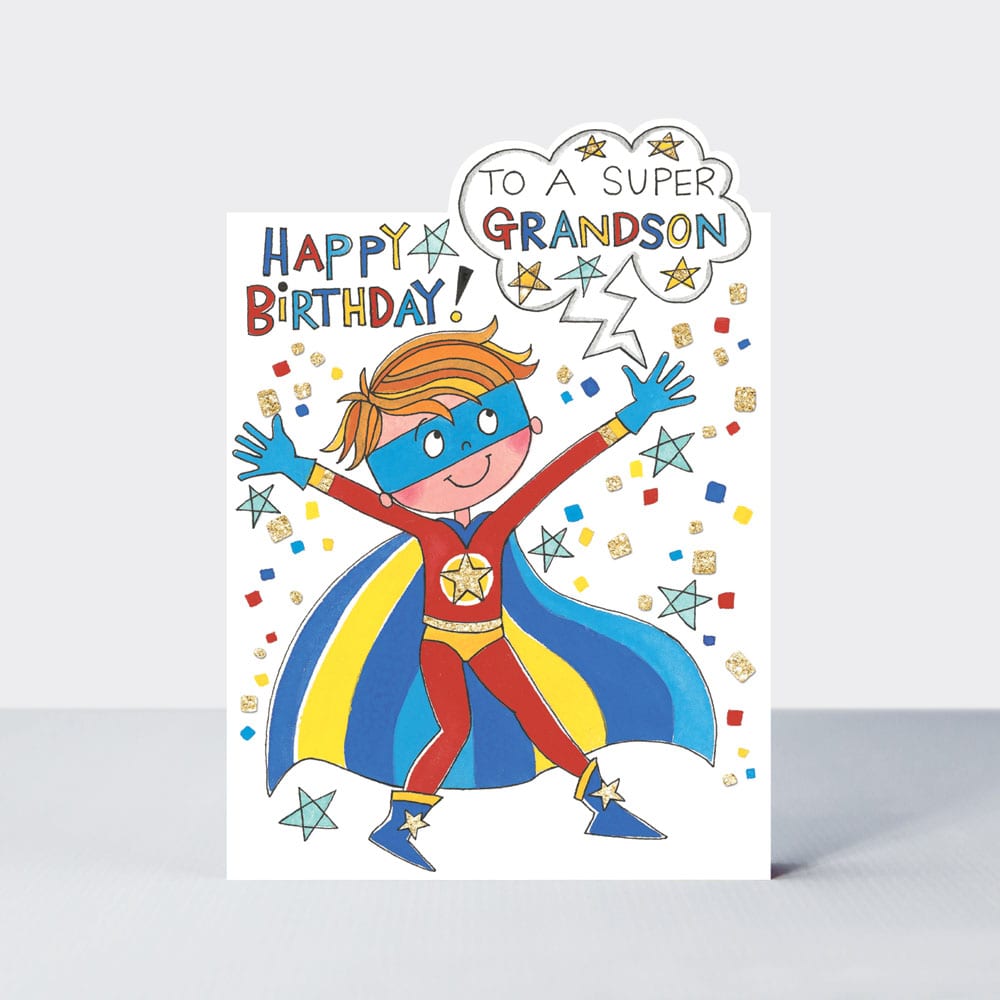 Cherry on Top - Super Grandson  Super Hero  - Birthday Card