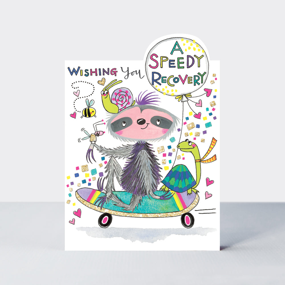 Cherry on Top - Speedy Recovery/Sloth on Skateboard - Get Well Soon Card