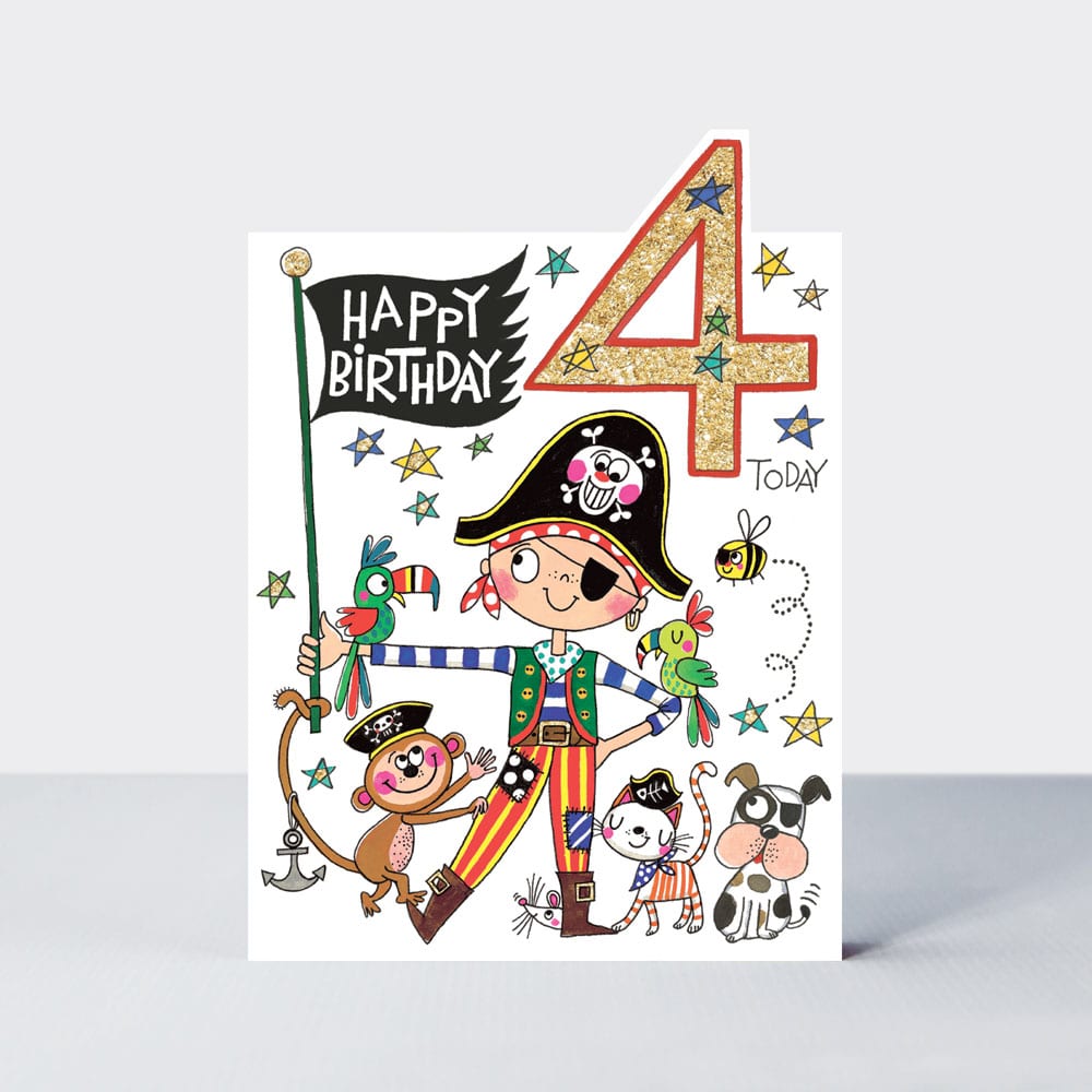 Cherry on Top - Age 4 boy Pirate - Birthday Card