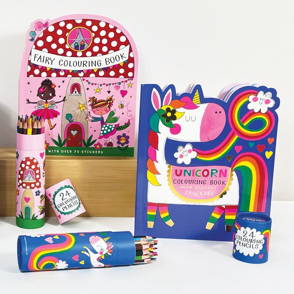 Tube of 24 Colouring Pencils - Unicorn & Rainbow