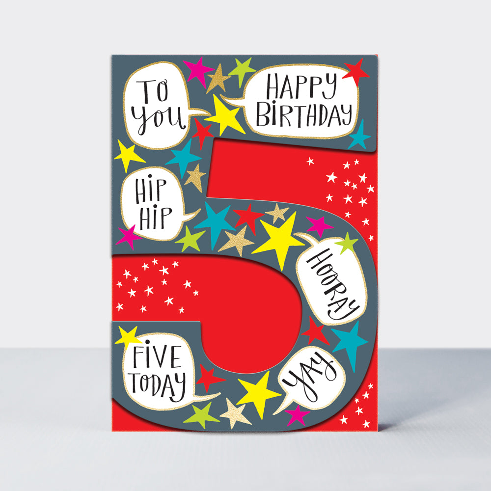 DITTO - Age 5 Boy Hip Hip Hooray Yay - Birthday Card