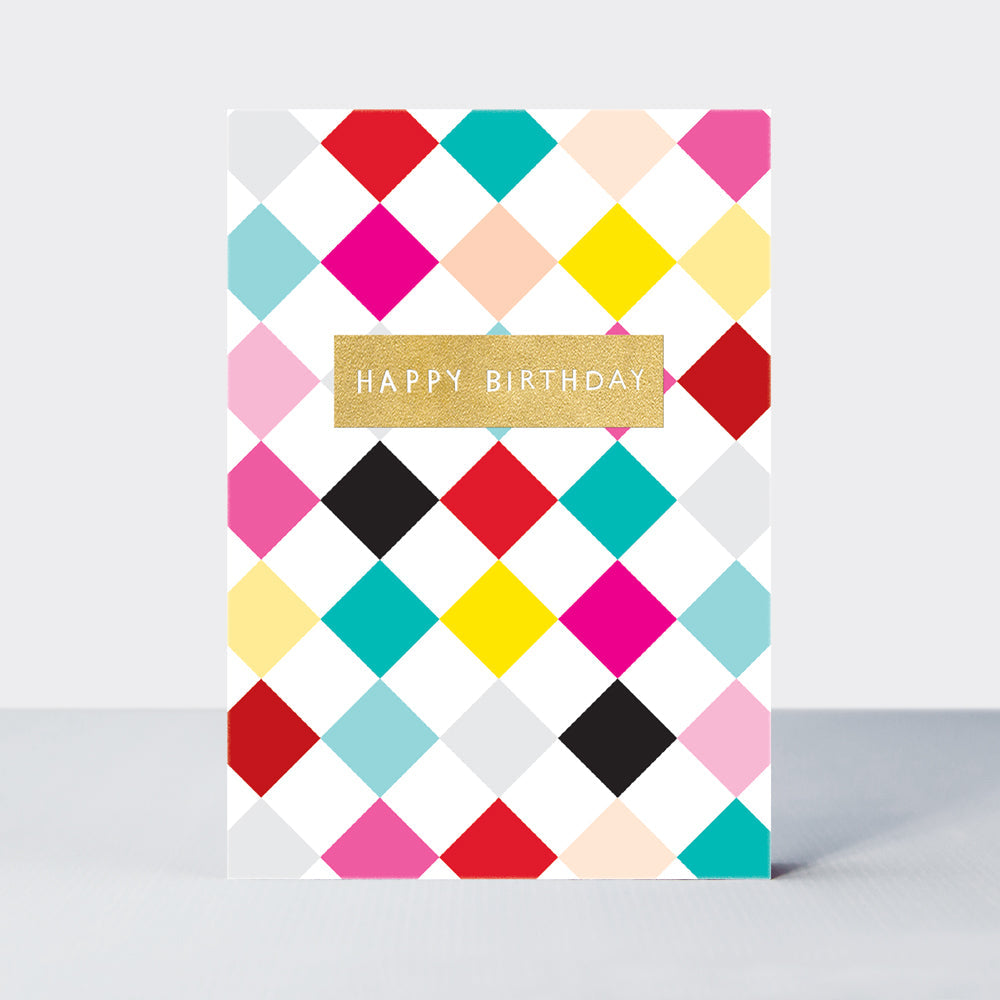 Dolly Mix - Happy Birthday/Harlequin Pattern Birthday Card
