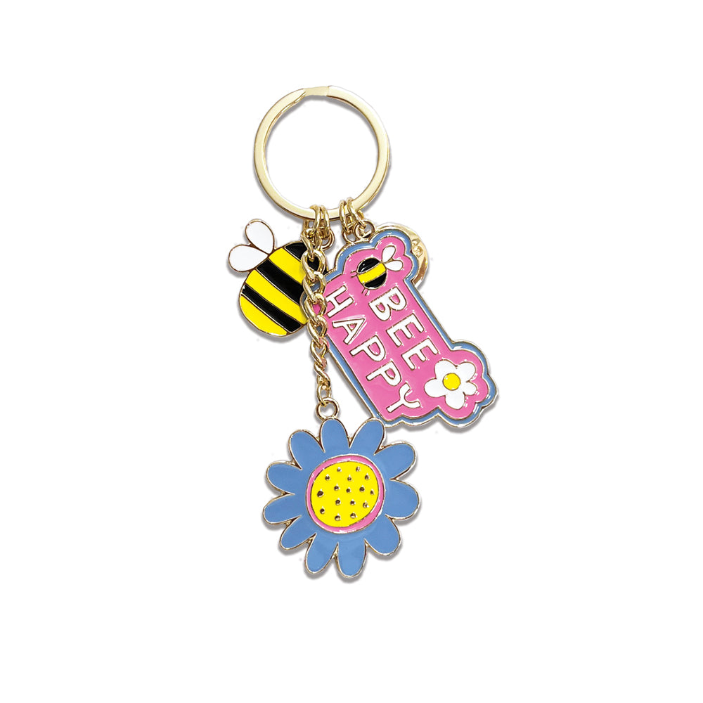 Enamel Keyrings - Bee Happy