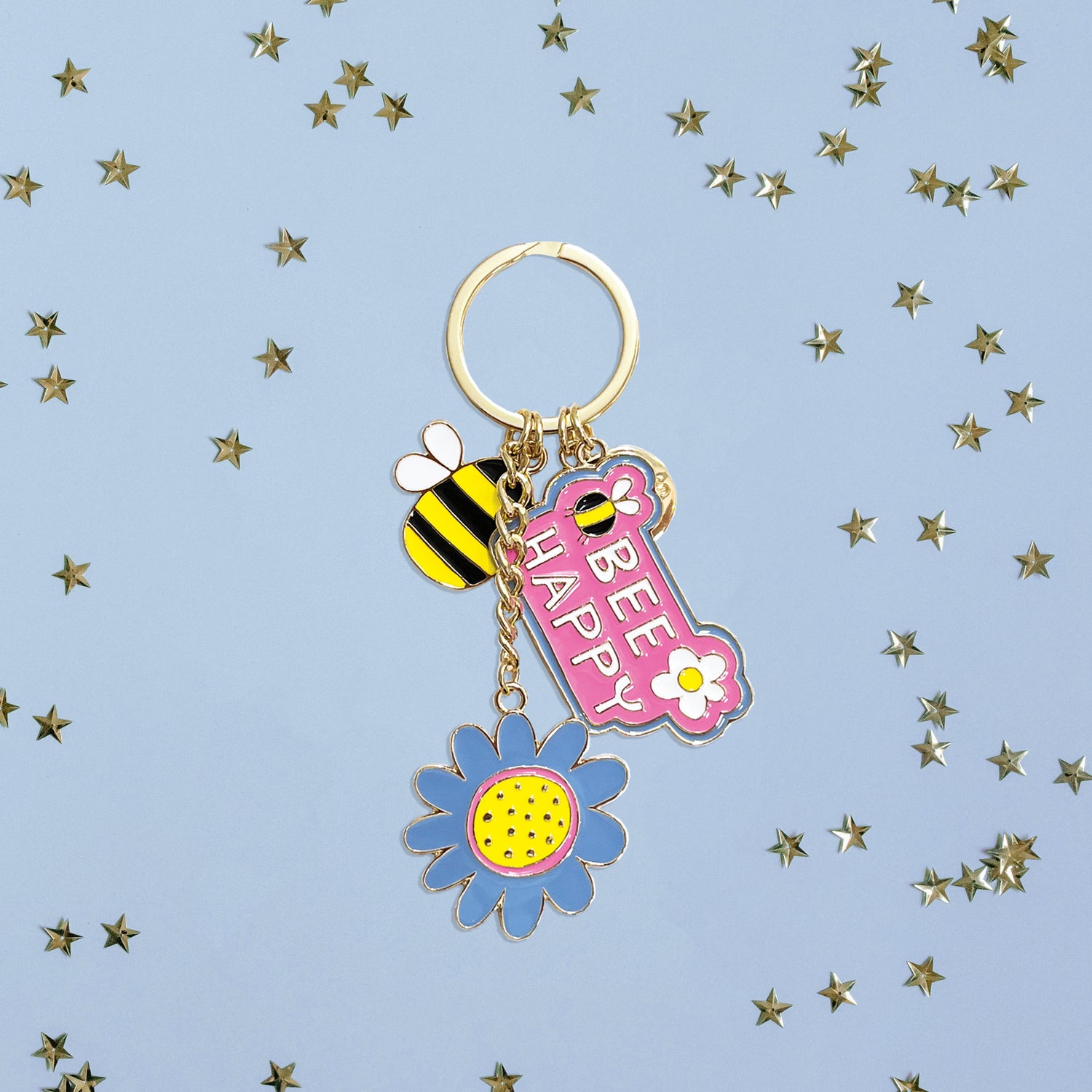 Enamel Keyrings - Bee Happy