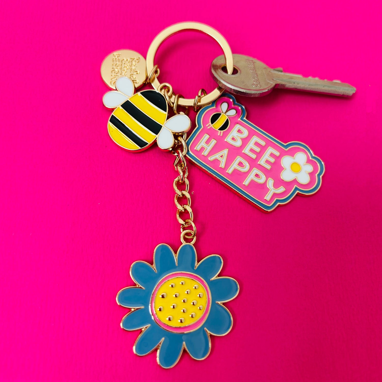Enamel Keyrings - Bee Happy