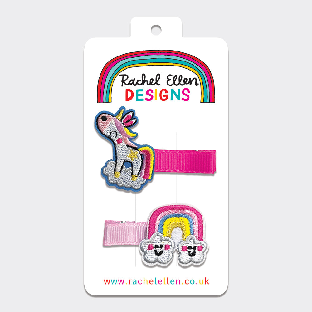 Hair Clips (2 Pack) - Unicorn & Rainbow