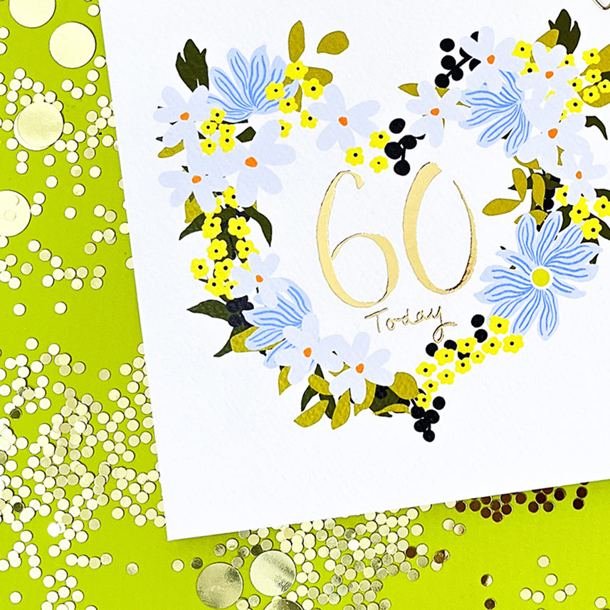 Field Day - Floral Heart Age 60 birthday card