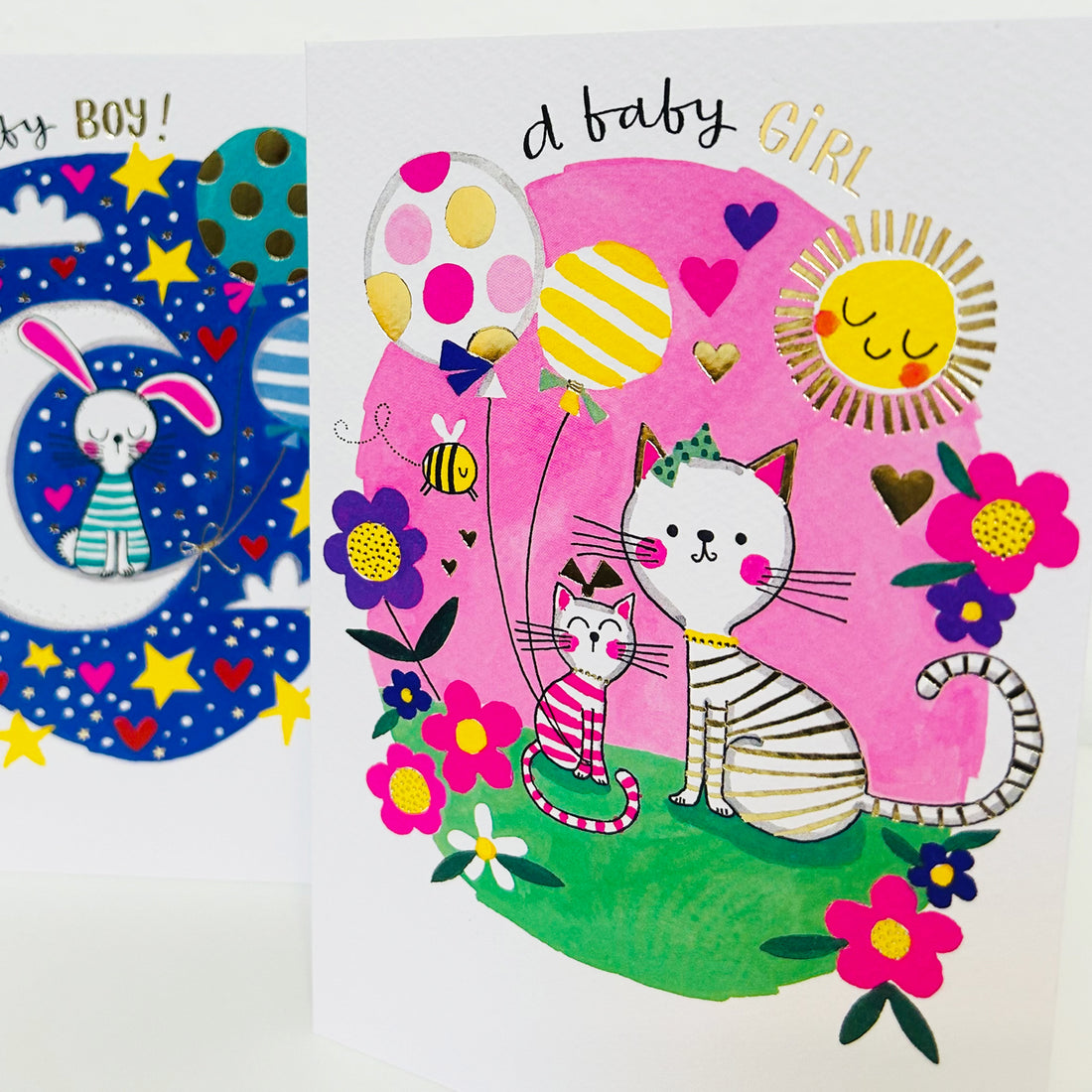 Fingerprint - Baby Girl/Cats Greetings Card