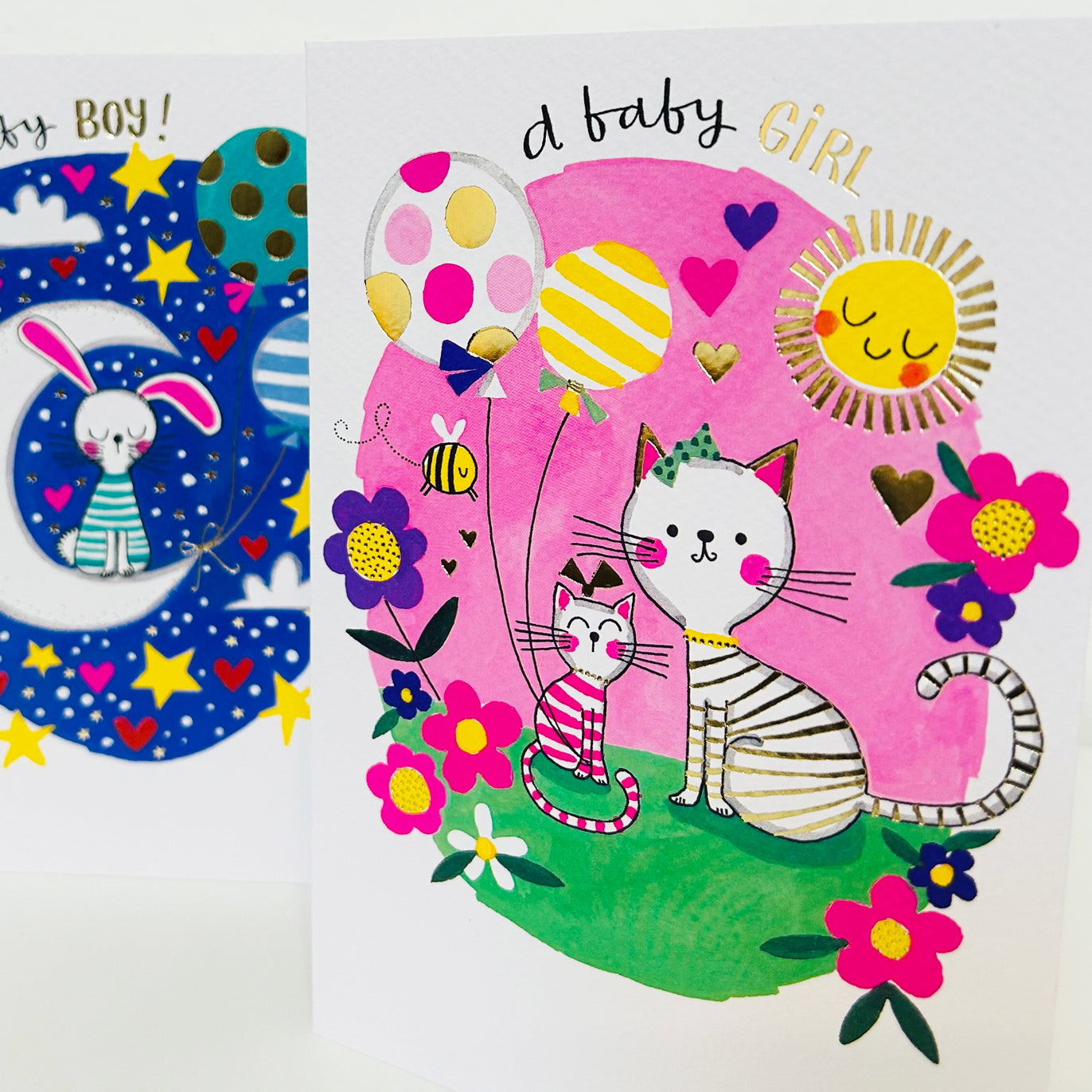 Fingerprint - Baby Girl/Cats Greetings Card