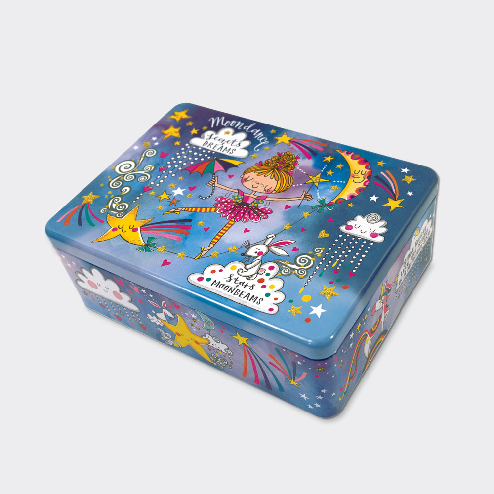 Glittered Rectangular Storage Tin - Secrets & Dreams