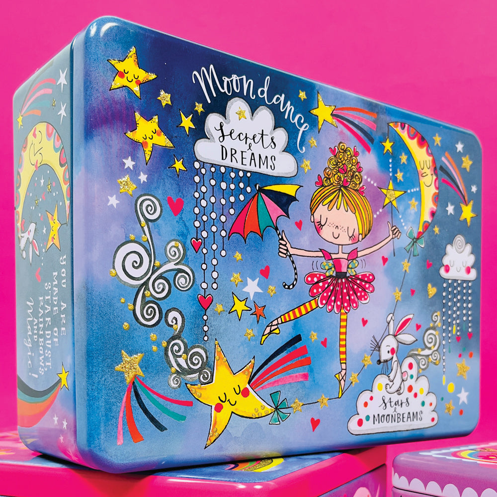 Glittered Rectangular Storage Tin - Secrets & Dreams