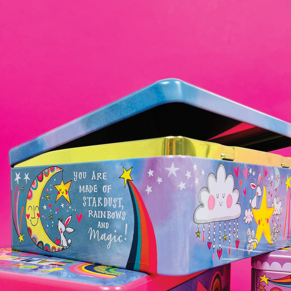 Glittered Rectangular Storage Tin - Secrets & Dreams