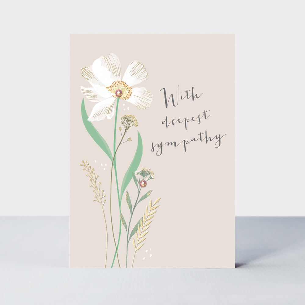 Wild Flower - Sympathy floral sprig on cream