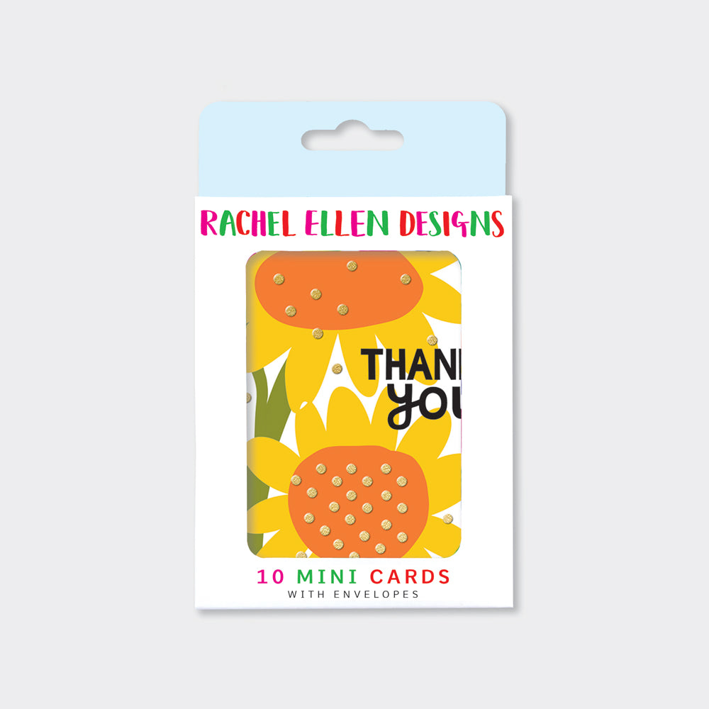 Foiled pack of notecards - Thank you Sunflowers